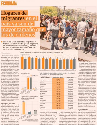 Hogares migrantes en el país ya son de mayor tamaño que los de chilenos